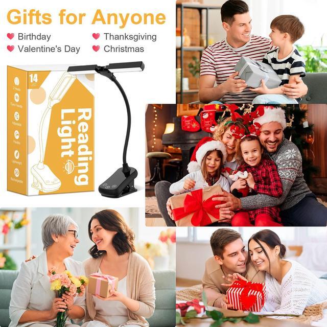 Alt view image 2 of 7 - Bailink LEDs Rechargeable Book Light, 1600K to 6000K, Adjustable Dual Heads, Eye Care Reading Lamp Clip on Book/Desk, Stepless Dimming 24 Modes, Touch Control, Up to 80Hrs, Study, Work, Sleep, Gift
