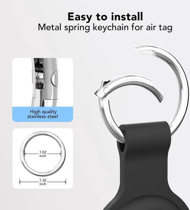 Alt view image 3 of 7 - 4 Pack, IPX8 Waterproof Airtag Holder for Apple Air Tags,Shockproof GPS Cover [Anti-Scratch] [PC+Silicone] Air-Tag Item Finders Case for Pets,Kids,Luggages-Black/Blue/White/Red