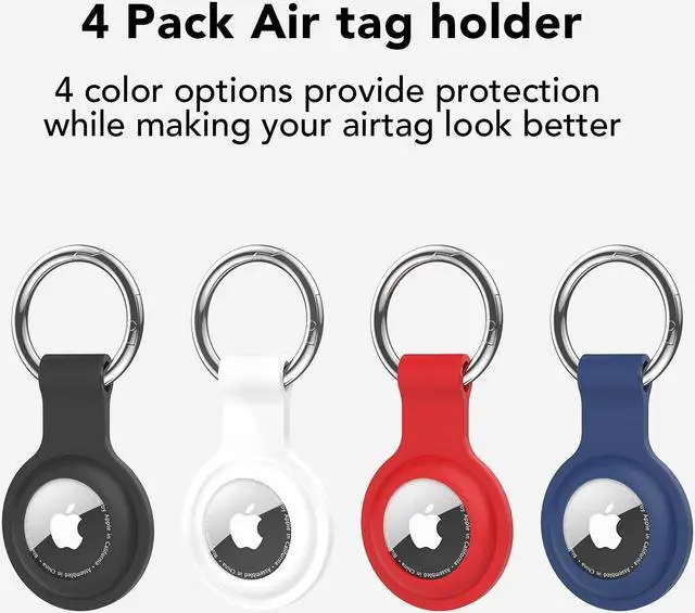 Alt view image 2 of 7 - 4 Pack, IPX8 Waterproof Airtag Holder for Apple Air Tags,Shockproof GPS Cover [Anti-Scratch] [PC+Silicone] Air-Tag Item Finders Case for Pets,Kids,Luggages-Black/Blue/White/Red