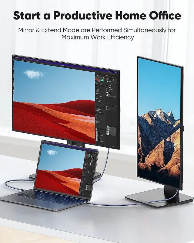 Alt view image 3 of 6 - Bailink USB C to HDMI Cable 6.6ft (4K@60Hz),USB 3.1 Type C to HDMI 2.0 Cord, [Thunderbolt 3/4 Compatible] for iPhone 15 Pro/Max, MacBook Pro/Air 2023, iPad Pro, Surface Book 2, Galaxy S23