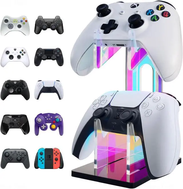 Main image of Bailink Iridescent Acrylic 2-Tier Universal Game Controller Headset Holder Stand for PS5 Xbox ONE Switch Colorful Controller Stand Gaming Accessories Anti-Slip Stable Acrylic Clear Headphone Holder