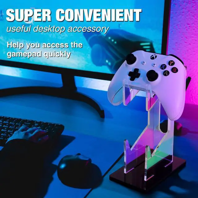 Alt view image 4 of 7 - Bailink Iridescent Acrylic 2-Tier Universal Game Controller Headset Holder Stand for PS5 Xbox ONE Switch Colorful Controller Stand Gaming Accessories Anti-Slip Stable Acrylic Clear Headphone Holder