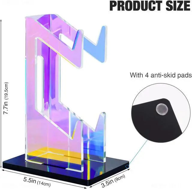 Alt view image 2 of 7 - Bailink Iridescent Acrylic 2-Tier Universal Game Controller Headset Holder Stand for PS5 Xbox ONE Switch Colorful Controller Stand Gaming Accessories Anti-Slip Stable Acrylic Clear Headphone Holder
