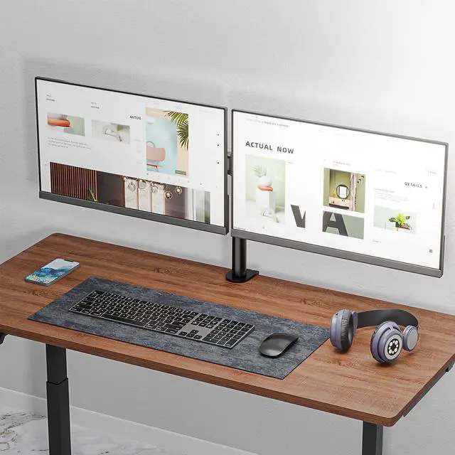 Alt view image 7 of 7 - High Performance Heavy Duty Dual Monitor Desk Mount, Fully Adjustable Steel Monitor Stand for 2 Monitors Up to 27 inch, Dual Monitor Mount Max 22lbs for Desk Home, Office, School, Black