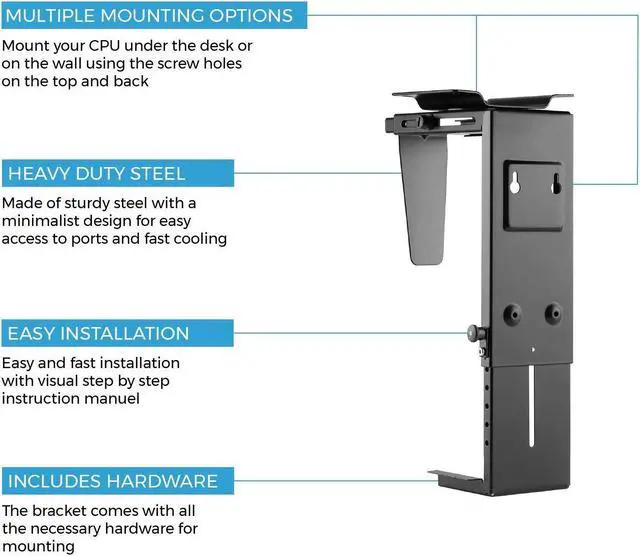Alt view image 6 of 7 - Bailink Adjustable Under Desk PC Mount and CPU Holder Wall Mount, PC Mount Under Desk Computer Mount That Fits Most PC or Computer Cases, PC Holder Under Desk Tower Mount, PC Under Desk Mount