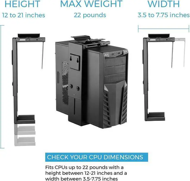 Alt view image 4 of 7 - Bailink Adjustable Under Desk PC Mount and CPU Holder Wall Mount, PC Mount Under Desk Computer Mount That Fits Most PC or Computer Cases, PC Holder Under Desk Tower Mount, PC Under Desk Mount