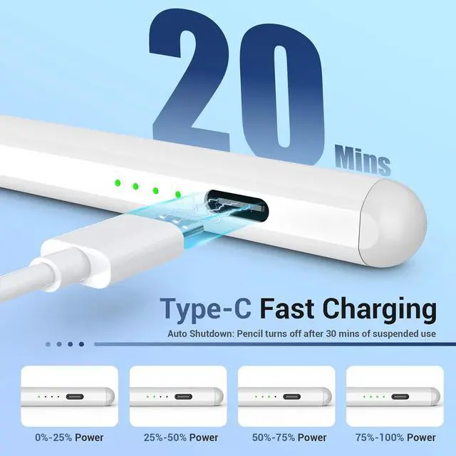 Alt view image 6 of 7 - Stylus Pencil for iPad 2018-2024, Tilt Sensitivity, Palm Rejection, Compatible with iPad 6/7/8/9/10th, iPad Mini 5/6th, iPad Pro 11/12.9", iPad Air 3/4/5/6, White