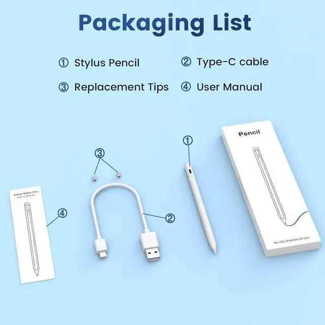 Alt view image 7 of 7 - Stylus Pencil for iPad 2018-2024, Tilt Sensitivity, Palm Rejection, Compatible with iPad 6/7/8/9/10th, iPad Mini 5/6th, iPad Pro 11/12.9", iPad Air 3/4/5/6, White