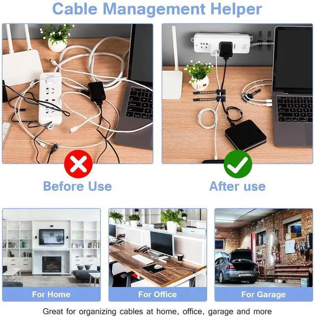 Alt view image 6 of 7 - Bailink 100PCS Adhesive Cable Ties Cable Clips, Self-adhesive Nylon Cable Straps, Adhesive Cable Management Clips for Wire Management (Black-Adhesive Cable Ties)
