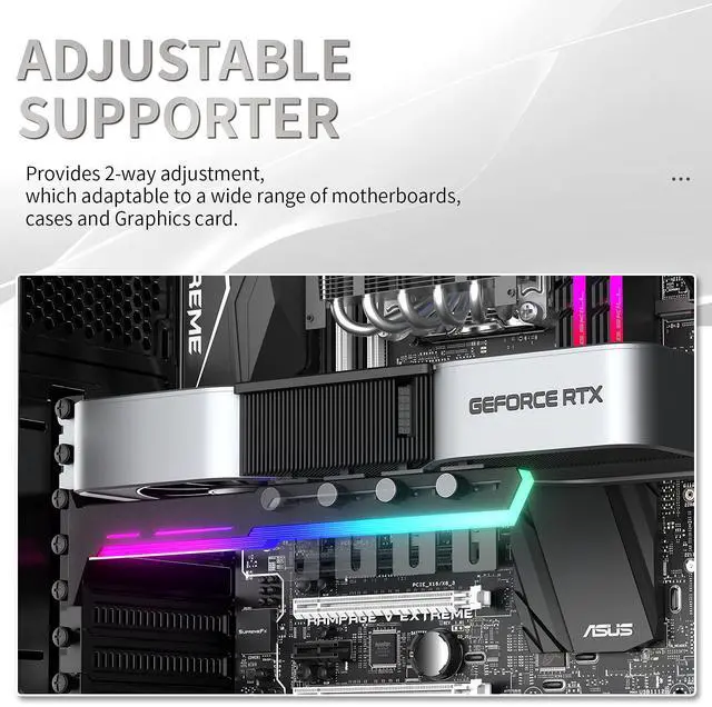 Alt view image 5 of 7 - Bailink 5V 3PIN Addressable RGB Graphics Card GPU Brace Support Video Card Sag Holder,Built-in 5V ARGB Strip,Adjustable Length and Height Support