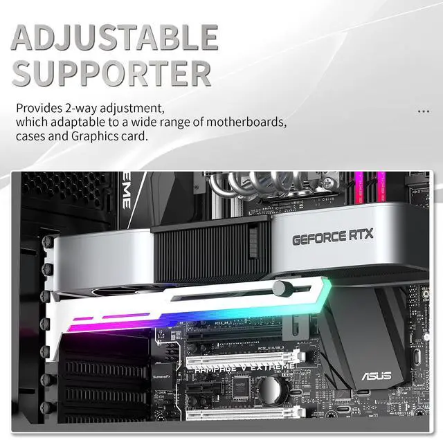Alt view image 3 of 7 - Bailink 5V 3PIN Addressable RGB Graphics Card GPU Brace Support Video Card Sag Holder,Built-in 5V ARGB Strip,Adjustable Length and Height Support