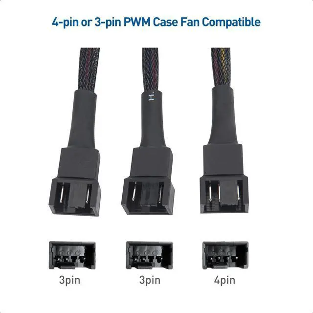 Alt view image 2 of 7 - Bailink Superior Quality 2-Pack 3 Way 4 Pin PWM Fan Splitter Cable 12 Inches, PC Fan Splitter 1 to 3 Converter, PC Fan Extension Cable