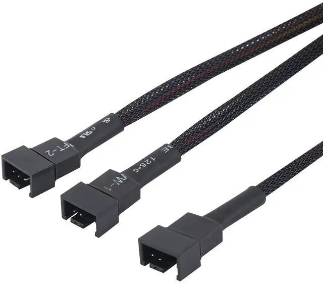 Alt view image 4 of 7 - Bailink Superior Quality 2-Pack 3 Way 4 Pin PWM Fan Splitter Cable 12 Inches, PC Fan Splitter 1 to 3 Converter, PC Fan Extension Cable