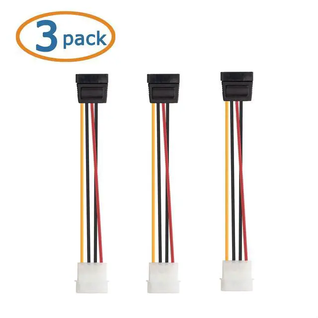 Alt view image 2 of 6 - Bailink Superior Quality 3-Pack 4 Pin Molex to SATA Power Cable (SATA to Molex) - 6 Inches