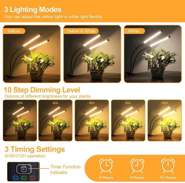 Alt view image 2 of 7 - Bailink Grow Light Plant Lights for Indoor Plants, Full Spectrum Plant Grow Lights, 10 Dimmable Levels Auto ON & Off with 3/9/12H Timer
