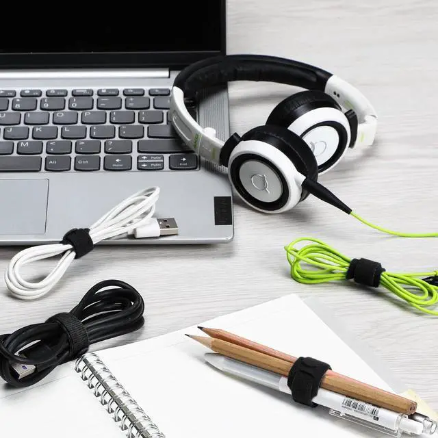 Alt view image 7 of 7 - 120PCS Reusable Cable Ties, 5+6+8+10 inch Cable Ties for Cable Management, Adjustable Fastening Cable Ties Nylon Cable Ties, Multi-Purpose Reusable Hook and Loop for Home, Office and Garage,Black