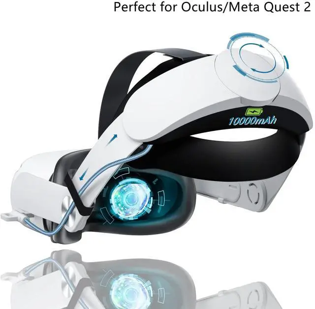 Main image of Bailink 2025 VR Head Strap with 10000mAh Battery for Oculus/Meta Quest 2, Fast Charging VR Power, Adjustable Battery Pack for Meta Elite Strap Replacement Extend 8H Playtime, Enhanced Comfort