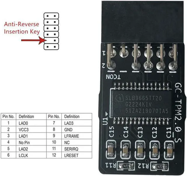 Alt view image 2 of 7 - TPM 2.0 Encryption Security Module Compatible with Remote Card 11 Upgrade LPC TPM2.0 Module 12 pin for GIGABYTE Motherboards,TPM 2.0 Module fit for GIGABYTE GC-TPM2.0_S TPM Module (12 Pin 12-1)