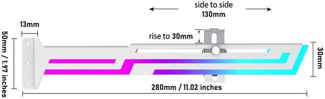 Alt view image 4 of 7 - Bailink ARGB GPU Support Bracket, RGB GPU Brace Support, 5V 3Pin addressable GPU Holder, 5v 3pin ARGB GPU sag Support Video Card sag Holder, Adjustable Length and Height gpu Bracket Support (White)