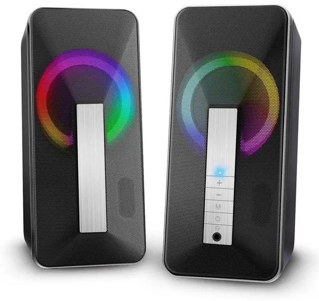 Main image of High Performance Computer Speakers, 10W Wired and Bluetooth 5.0 Speaker with Enhanced Stereo Bass Colorful LED Light, Dual-Channel Multimedia Speakers for PC Desktop Laptop Tablet Smartphones MP4 MP3