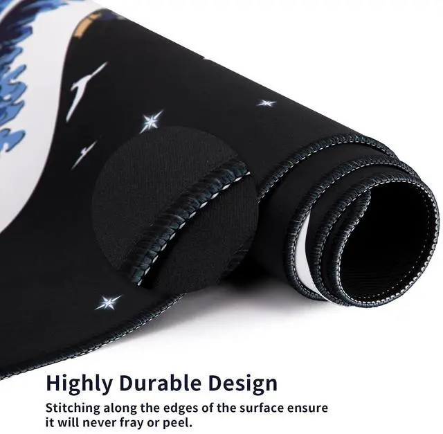 Alt view image 5 of 7 - Japanese Sea Waves Large Gaming Mouse Pad for Desk, Desk Mat with Seamed Edges, Waterproof Desk Pad, Non-Slip Rubber Base, 31.5x11.8 Inch Keyboard Pad Computer Mat, Big XL Japanese Anime Mousepad