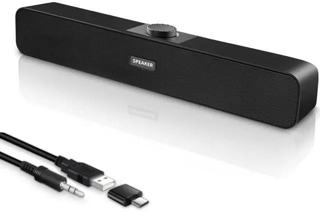 Main image of Computer Speakers with 3.5 mm Aux, Small PC Speakers Powered by USB, Wired USB Desktop Speaker, USB Soundbar for Monitor, Mini Stereo Speaker for PC, Tablets, Laptop, Tablets, Xbox, Plug and Play