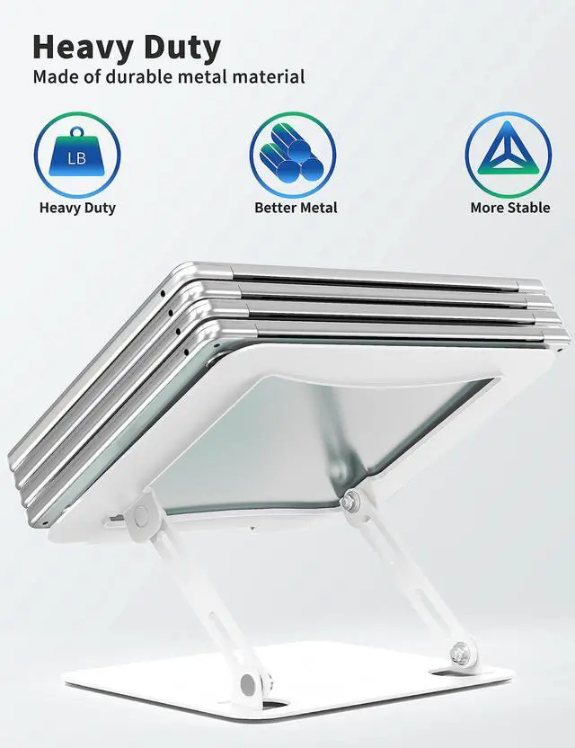 Alt view image 5 of 7 - Bailink Laptop Stand for Desk, Portable Adjustable Laptop Riser, Ergonomic Design Computer Holder, Metal Laptop Mount Elevator Compatible with 10 to 15.6 Inches PC Computer, White