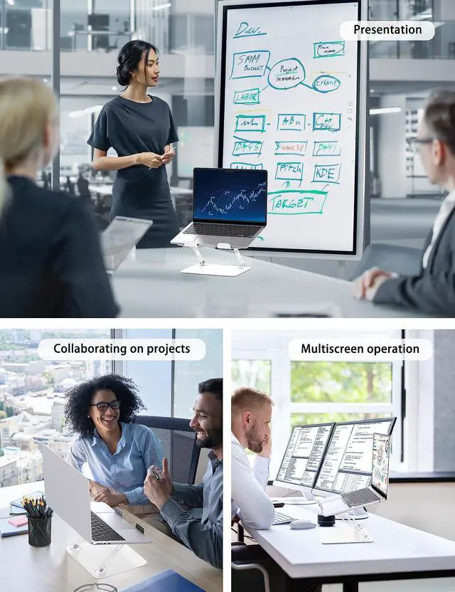 Alt view image 2 of 7 - Bailink Laptop Stand for Desk, Portable Adjustable Laptop Riser, Ergonomic Design Computer Holder, Metal Laptop Mount Elevator Compatible with 10 to 15.6 Inches PC Computer, White