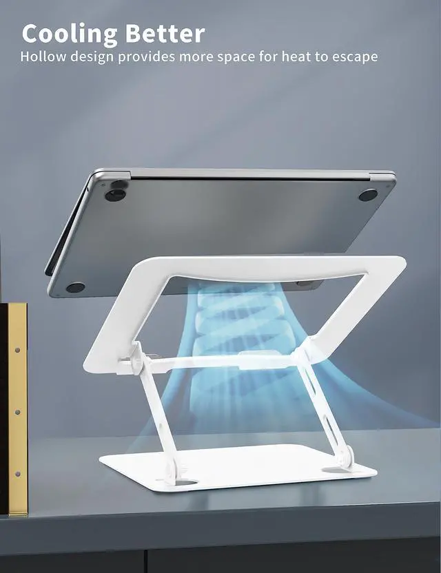 Alt view image 7 of 7 - Bailink Laptop Stand for Desk, Portable Adjustable Laptop Riser, Ergonomic Design Computer Holder, Metal Laptop Mount Elevator Compatible with 10 to 15.6 Inches PC Computer, White