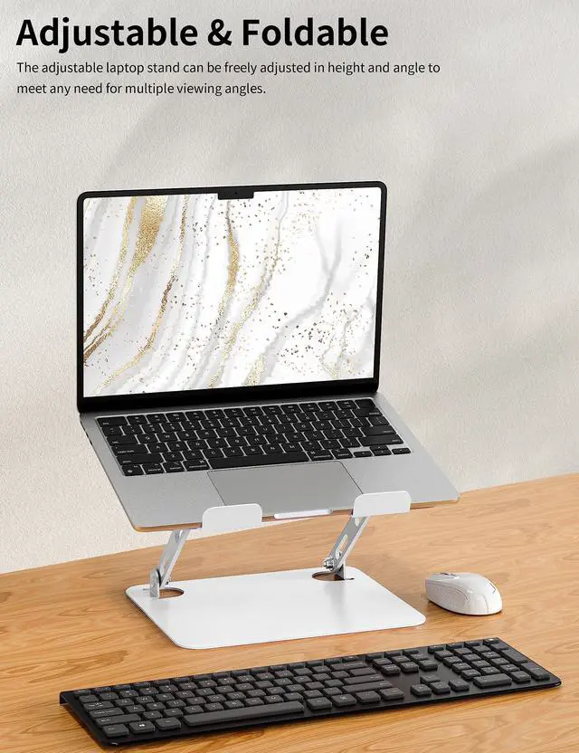 Alt view image 3 of 7 - Bailink Laptop Stand for Desk, Portable Adjustable Laptop Riser, Ergonomic Design Computer Holder, Metal Laptop Mount Elevator Compatible with 10 to 15.6 Inches PC Computer, White