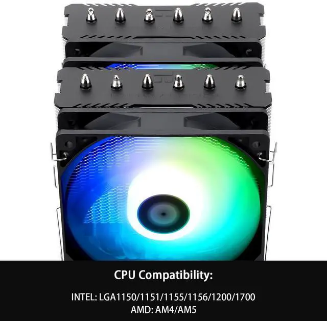 Alt view image 4 of 6 - High Performance ARGB CPU Air Cooler,6 Heat Pipes Cpu cooler,Dual PWM Fan,Aluminium Heatsink Cover, AGHP Technology,Peerless Assassin 120 SE for AMD AM4/AM5/Intel LGA1700/115X/1155/1200/1851