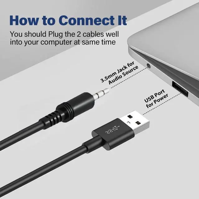 Alt view image 5 of 6 - Updated Computer Speakers with 3.5 mm Aux, Small PC Speakers Powered by USB, Wired USB Desktop Speaker, USB Soundbar for Monitor, Mini Stereo Speaker for PC, Tablets, Laptop, Tablets, Xbox