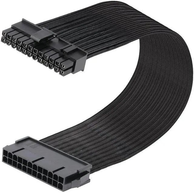 Main image of Bailink ATX 24 Pin Motherboard Power Supply Sleeved Cable, ATX PSU Extension Wire, 24 Pin Male (4+20) to Female, 12 inch Motherboard Power Extension Cable, Lock Connector Design