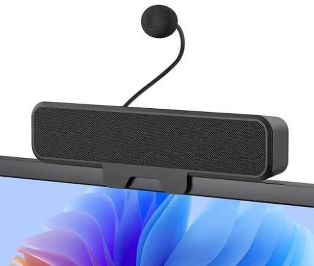 Main image of Computer Speakers with Microphone for Desktop PC,USB Monitor Speakers with Clip, Wired Laptop Sound Bar, Stereo & Bass, PC Speaker w/Mic for Meeting/Gaming/Online Learning, Easily Clamps to Monitor