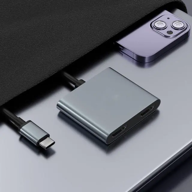 Alt view image 7 of 7 - USB C to Dual HDMI Adapter 4K@30Hz, Bailink USB C Hub Multiport Adapter with 2xHDMI, USB 3.0, 100W PD, Support USB C to HDMI Splitter Extended Display for MacBook Pro (MST is not Supported on MacOS)