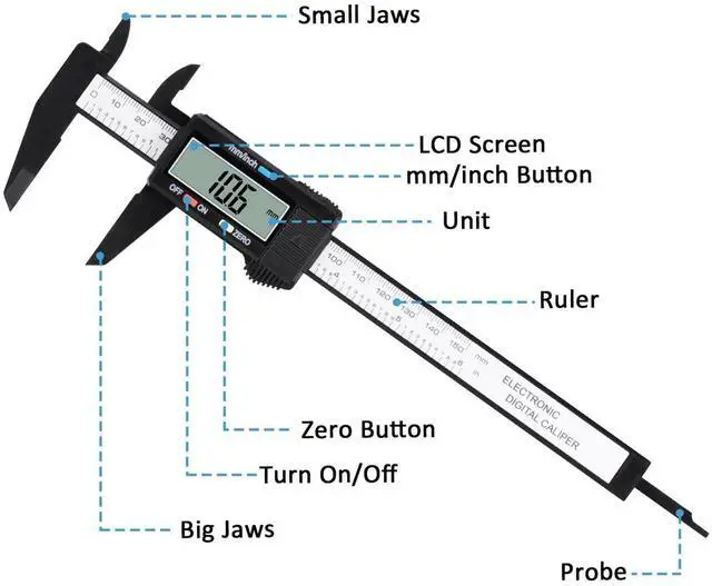 Alt view image 4 of 7 - Bailink Upgraded Digital Caliper, 0-6 inches Caliper with Large LCD Screen, Auto - Off Feature, Inch and Millimeter Conversion Measuring Tool, Perfect for Household/DIY Measurment, etc