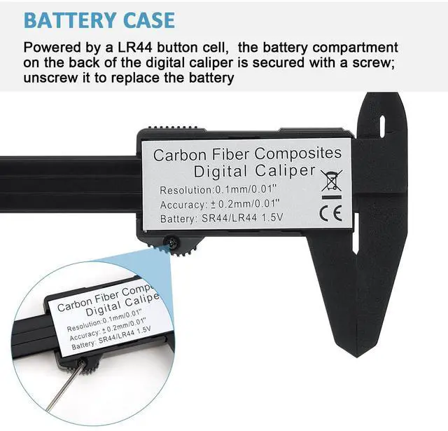 Alt view image 7 of 7 - Bailink Upgraded Digital Caliper, 0-6 inches Caliper with Large LCD Screen, Auto - Off Feature, Inch and Millimeter Conversion Measuring Tool, Perfect for Household/DIY Measurment, etc