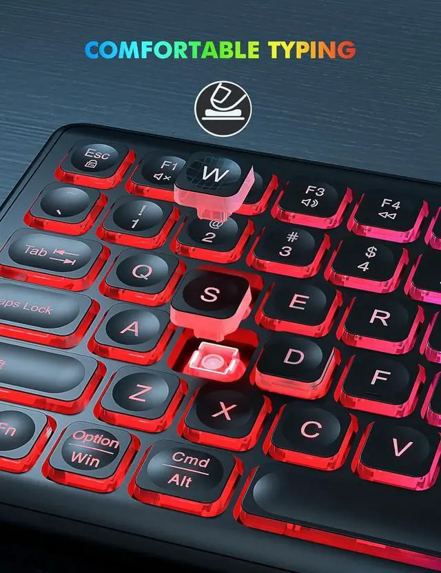 Alt view image 5 of 7 - Bailink Updated Wireless Keyboard and Mouse Combo, RGB Backlit, Rechargeable & Light Up Letters, Full-Size, Soft Typing, Sleep Mode, 2.4GHz Quiet Keyboard Set for Mac, Windows, Laptop, PC, Black