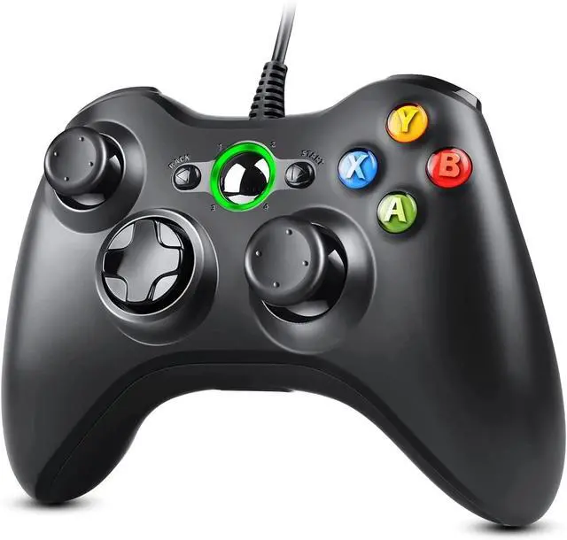 Main image of PC Controller, Wired Controller Compatible with Microsoft Xbox 360 & Slim/PC Windows 10/8/7, with Upgraded Joystick, Double Shock | Enhanced (Black)