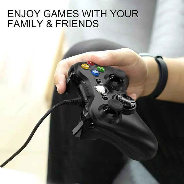Alt view image 6 of 6 - PC Controller, Wired Controller Compatible with Microsoft Xbox 360 & Slim/PC Windows 10/8/7, with Upgraded Joystick, Double Shock | Enhanced (Black)