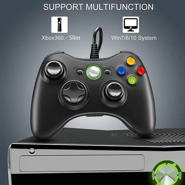 Alt view image 5 of 6 - PC Controller, Wired Controller Compatible with Microsoft Xbox 360 & Slim/PC Windows 10/8/7, with Upgraded Joystick, Double Shock | Enhanced (Black)