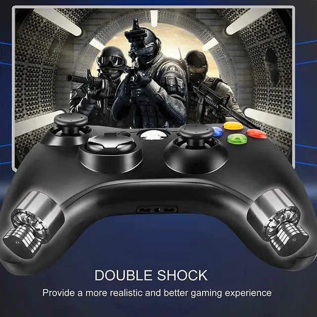 Alt view image 4 of 6 - PC Controller, Wired Controller Compatible with Microsoft Xbox 360 & Slim/PC Windows 10/8/7, with Upgraded Joystick, Double Shock | Enhanced (Black)