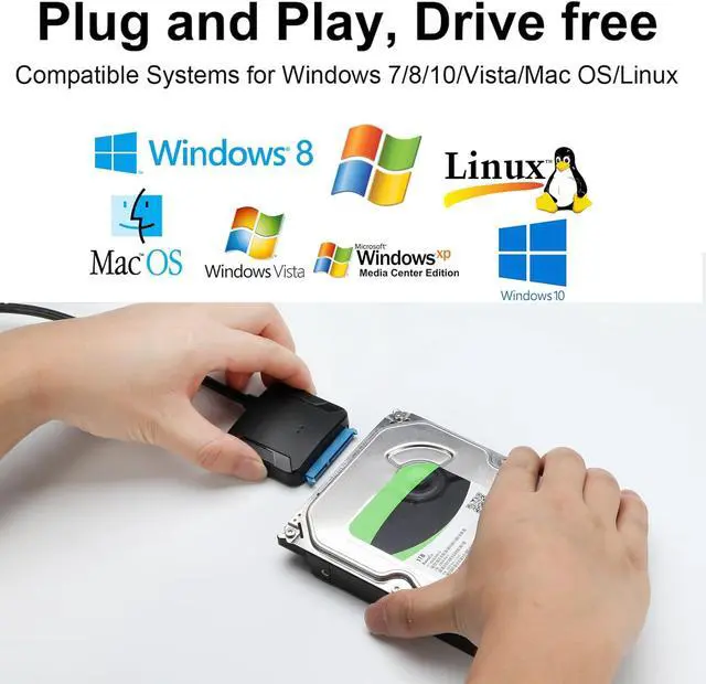 Alt view image 7 of 7 - SATA to USB 3.0 Adapter for 2.5" 3.5" SSD HDD Hard Drive Reader 5Gbps | External Hard Drive Adapter Converter Includes 12V Power Adapter for Data Transfer UASP Support, Plug and Play