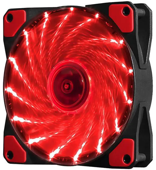 Alt view image 2 of 7 - 3 Pack 120mm PC Case Cooling Fan, Bailink 120mm Blue LED Ultra Silent Case Fan,Computer LED Cooler High Airflow Fans with 15 LEDs & Anti-Vibration Rubber Pads - Red (3 Pack)