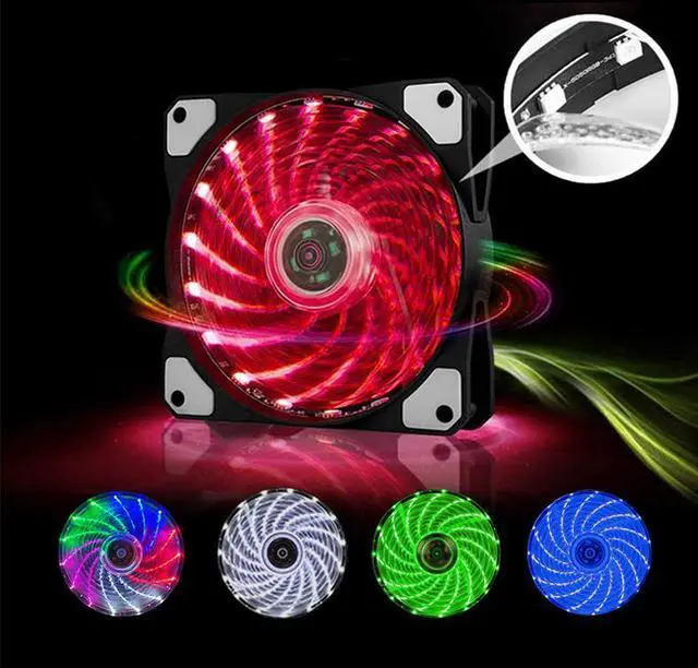 Alt view image 5 of 7 - 3 Pack 120mm PC Case Cooling Fan, Bailink 120mm Blue LED Ultra Silent Case Fan,Computer LED Cooler High Airflow Fans with 15 LEDs & Anti-Vibration Rubber Pads - Red (3 Pack)