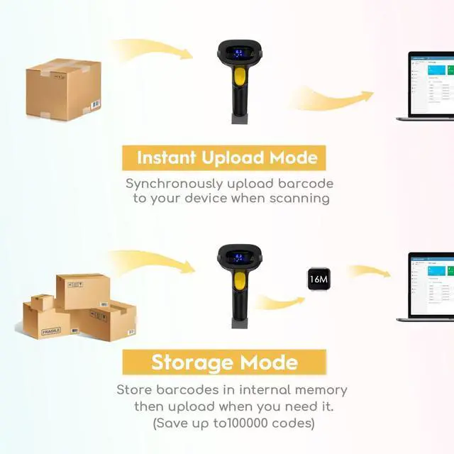 Alt view image 3 of 7 - 2026 Updated Wireless Barcode Scanner 328 Feet Transmission Distance USB Cordless 1D Laser Automatic Barcode Reader Handhold Bar Code Scanner with USB Receiver for Store, Supermarket, Warehouse