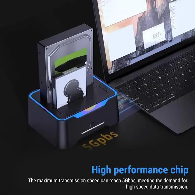 Alt view image 4 of 7 - RGB External Hard Drive Docking Station, Hard Drive Dock for 2.5 and 3.5 inch SATA HDD SSD, HDD Docking Station with Dual Bay, USB 3.0 Hard Drive Reader, with Duplicator & Offline Clone and UASP