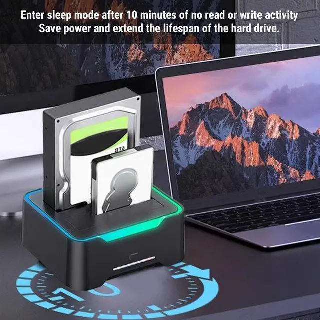 Alt view image 3 of 7 - RGB External Hard Drive Docking Station, Hard Drive Dock for 2.5 and 3.5 inch SATA HDD SSD, HDD Docking Station with Dual Bay, USB 3.0 Hard Drive Reader, with Duplicator & Offline Clone and UASP