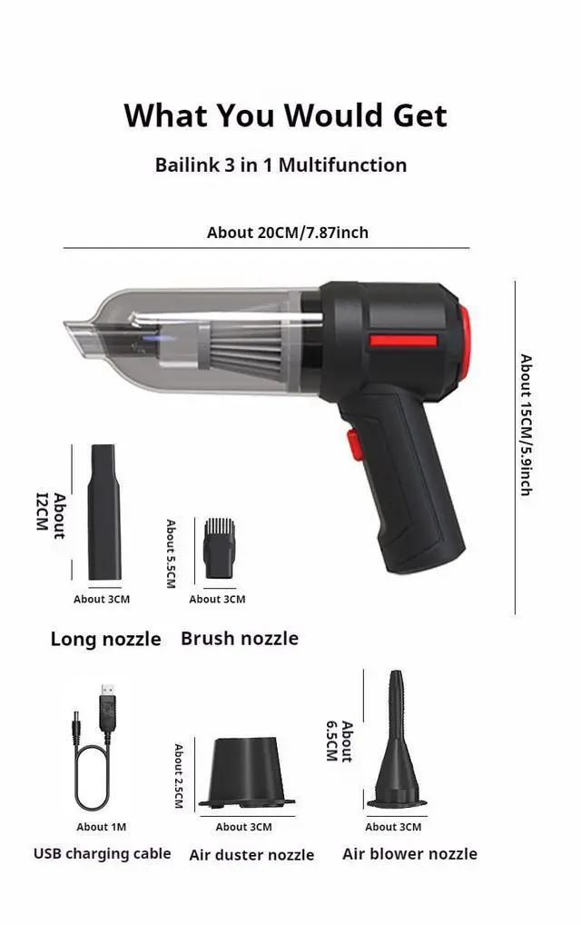 Alt view image 7 of 7 - Compressed Air Duster & Computer Vacuum Keyboard Cleaner 3-in-1, New Generation Canned Air Spray, Energy-Efficient Portable Electric Air Can, Cordless Blower Computer Cleaning Kit