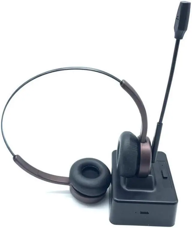 Main image of WIILGN Binaural Wireless Trucker Headphones with Boom Noise Cancelling Mic, Call Center Bluetooth 5.0 Telephone Headset, Charging Base Hands-Free Call Mute Headset for Office Phone and Computer